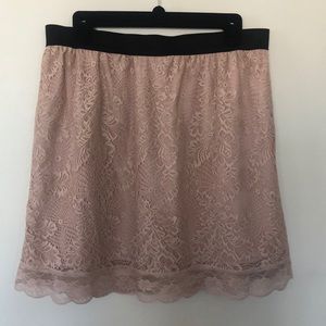 Paper + Tee Skirt Blush Pink Lace Elastic Waist M